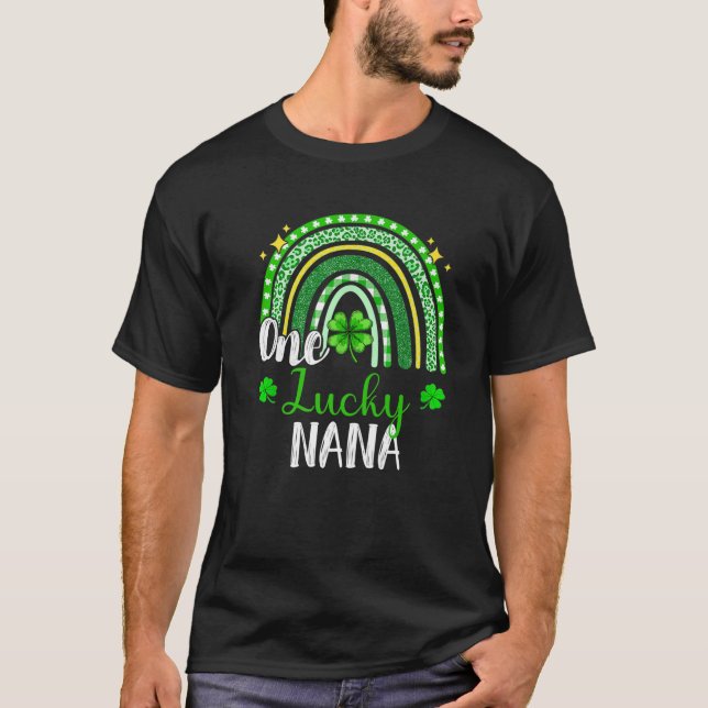 One Lucky Nana Leopard Print Rainbow St Patrick’S T-Shirt (Front)