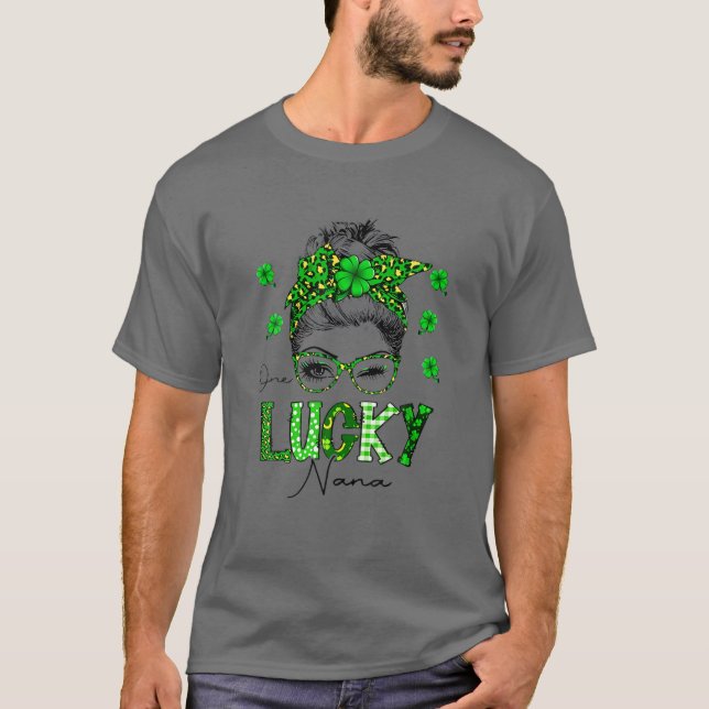 One Lucky Nana Shamrock St Patrick's Day T-Shirt (Front)