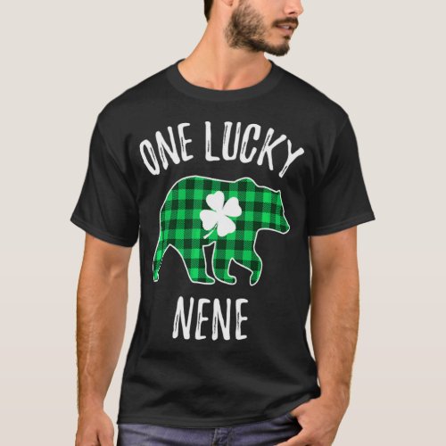 One Lucky Nene St Patricks Day Plaid Bear Shamroc T_Shirt