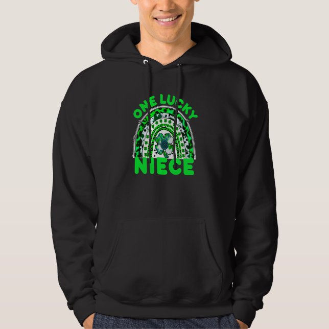 One Lucky Niece Good Luck Green Rainbow Shamrock L Hoodie (Front)