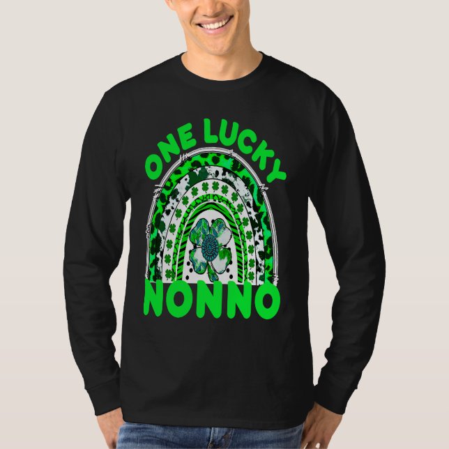 One Lucky Nonno Good Luck Green Rainbow Shamrock L T-Shirt (Front)