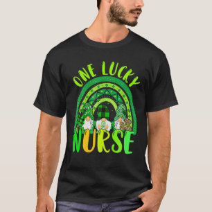 One Lucky Nurse Gnomes Nurse Rainbow St Patrick's T-Shirt