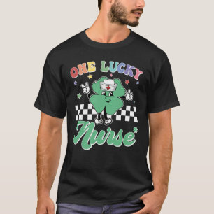 One Lucky Nurse ICU RN Retro Groovy Patrick's Day  T-Shirt