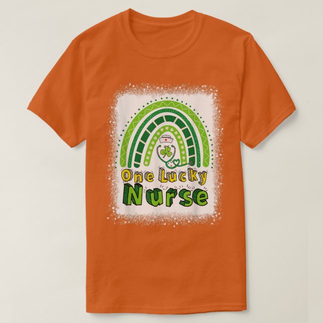 One Lucky Nurse Lucky Rainbow Shamrock St Patricks T-Shirt (Design Front)