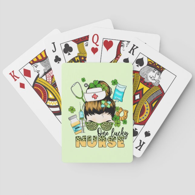 One Lucky Nurse - Messy Bun - St. Patrick’s Day Poker Cards (Back)