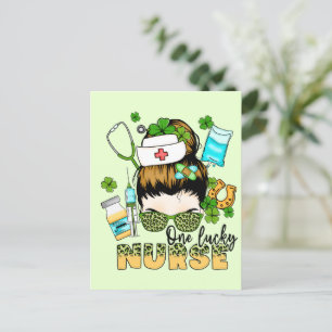 One Lucky Nurse - Messy Bun - St. Patrick’s Day Postcard