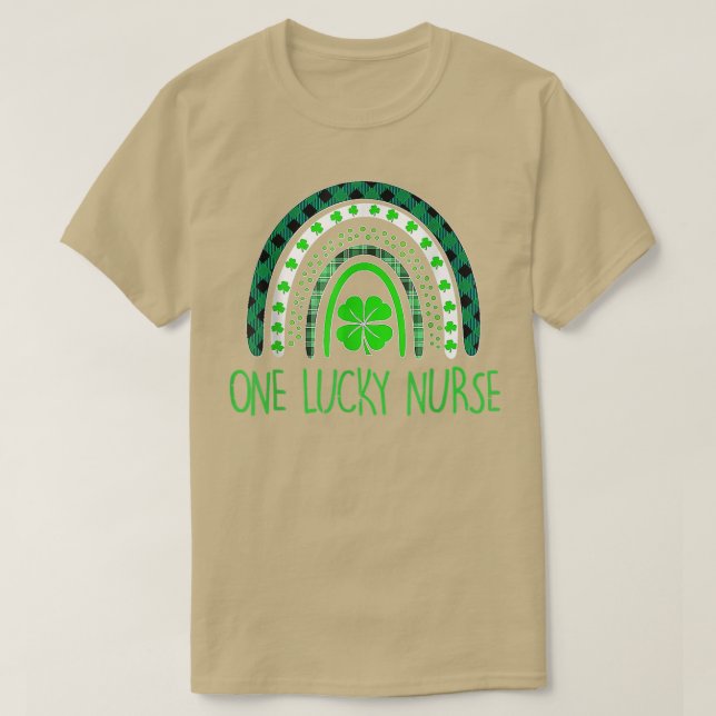 One Lucky Nurse Rainbow Shamrock St Patricks Day R T-Shirt (Design Front)