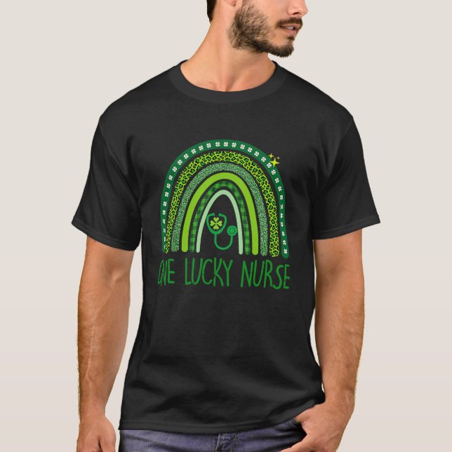 One Lucky Nurse Scrub RN ICU ER St Patricks Day Nu T-Shirt (Front)