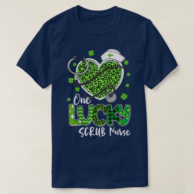 One Lucky Nurse Scrub RN ICU ER St Patricks Day Nu T-Shirt (Design Front)