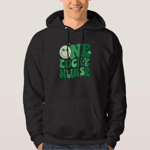 One Lucky Nurse Shamrock Groovy Happy St Patrick's Hoodie