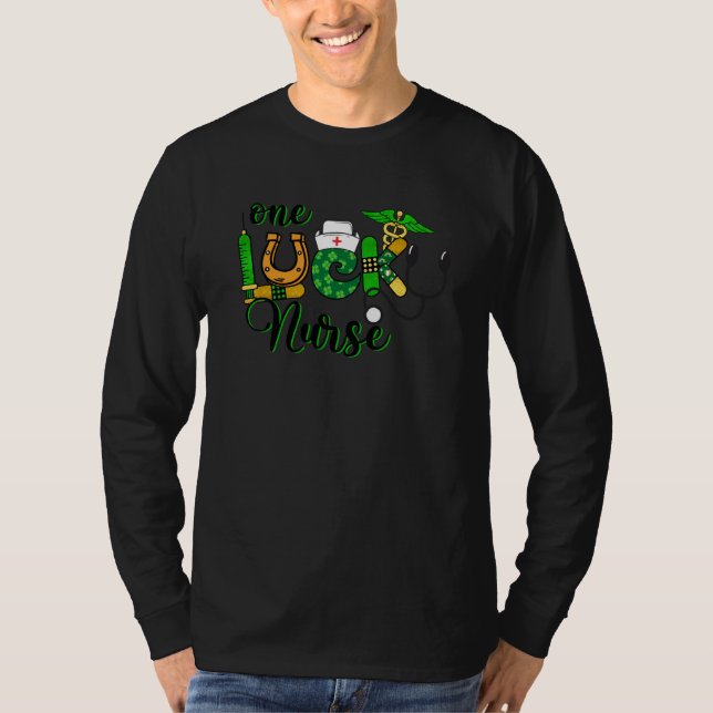 One Lucky Nurse Shamrock Stethoscope St Patricks D T-Shirt (Front)