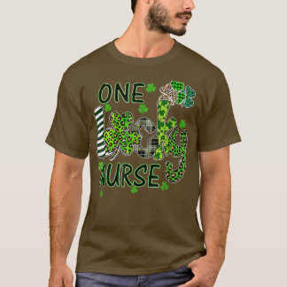 One Lucky Nurse St Patrick's Day Shamrock Leopard  T-Shirt