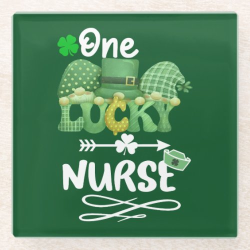 One Lucky nurse with gnomes Glass Coaster