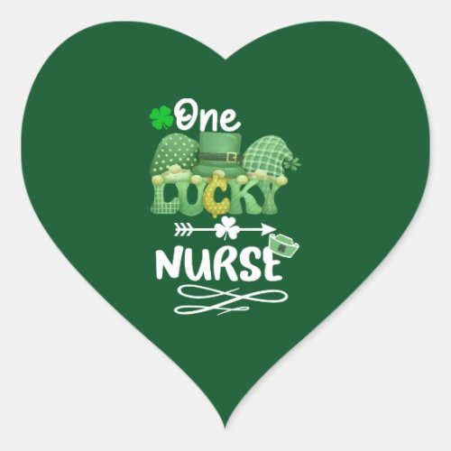 One Lucky nurse with gnomes Heart Sticker