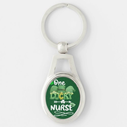 One Lucky nurse with gnomes  Keychain