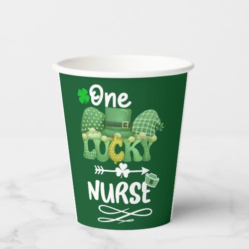 One Lucky nurse with gnomes Paper Cups