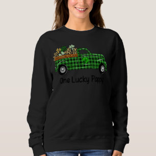 One Lucky Pappy Green Plaid Truck Shamrocks St Pat Sweatshirt