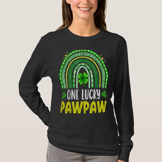One Lucky Pawpaw   Funny Family St Patrick's Day  T-Shirt (Front)