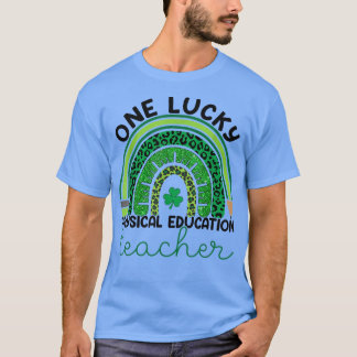 One Lucky PE Teacher Saint Patrick's Day Leopard R T-Shirt