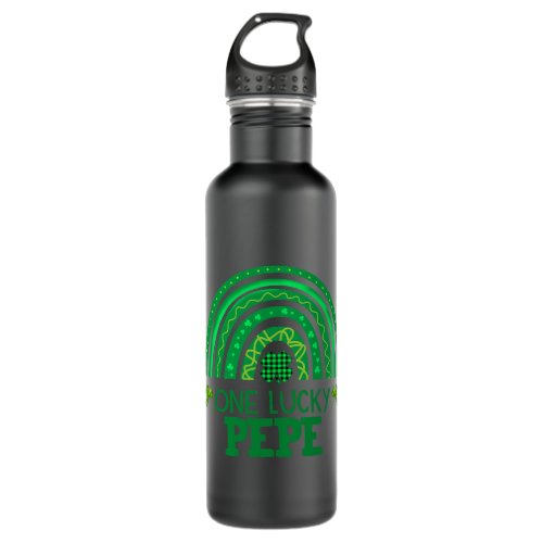 One Lucky Pepe Shamrock Patrick s Day Rainbow Iris Stainless Steel Water Bottle