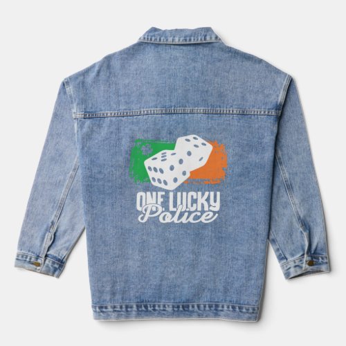 One Lucky Police Dice Game  Family Group Matching  Denim Jacket