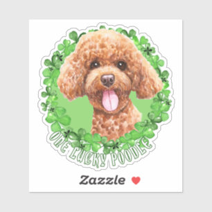 One Lucky Poodle Funny St. Patrick Dog Sticker