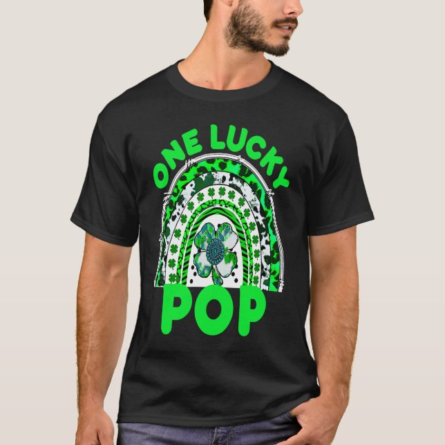 One Lucky Pop Good Luck Green Rainbow Shamrock Leo T-Shirt (Front)