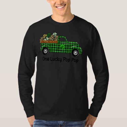 One Lucky Pop Pop Green Plaid Truck Shamrocks Patr T_Shirt
