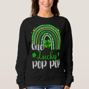 One Lucky Pop Pop Leopard Print Rainbow St Patrick Sweatshirt