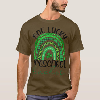 One Lucky Preschool Teacher St Patrick's Day Leopa T-Shirt