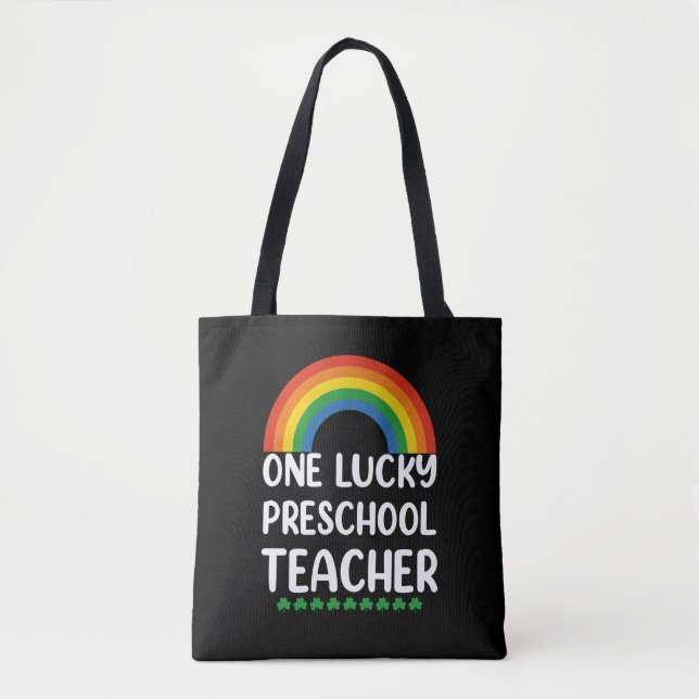 One Lucky Preschool Teacher St. Patrick's Day Tote Bag (Front)