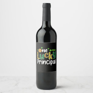 One Lucky Principal School St Patrick's Day Wine Label