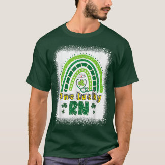 One Lucky RN Nurse Lucky Rainbow Shamrock St Patri T-Shirt