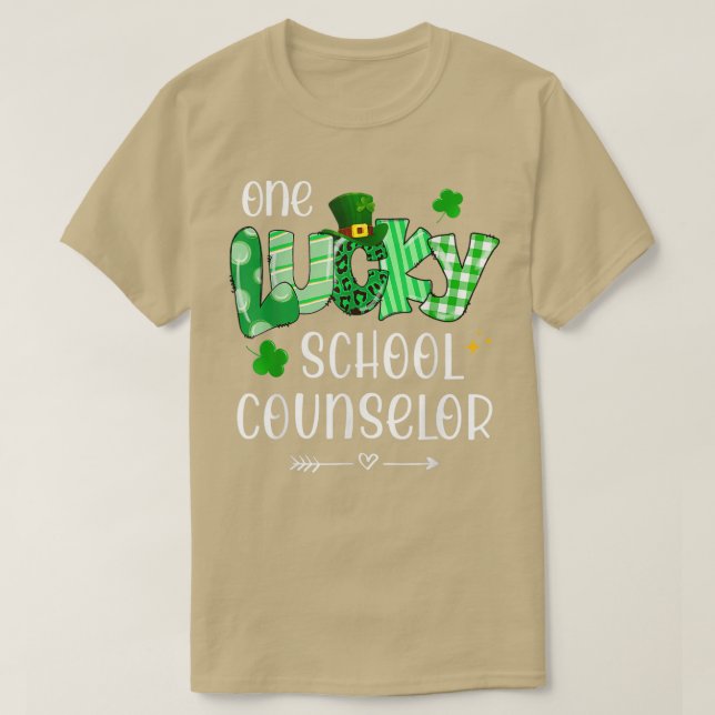 One Lucky School Counselor Shamrock Teacher St Pat T-Shirt (Design Front)