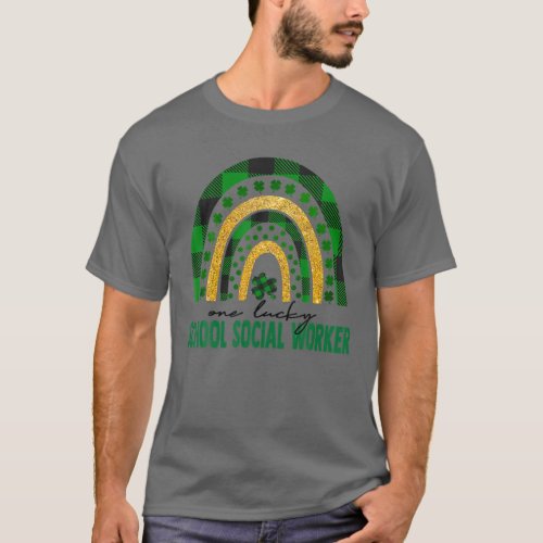 One Lucky School Social Worker Rainbow St Patricks T_Shirt