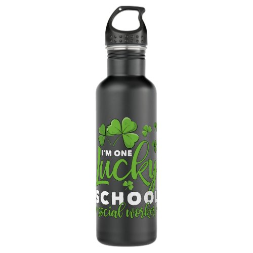 One Lucky School Social Worker Shamrock St Patric Stainless Steel Water Bottle