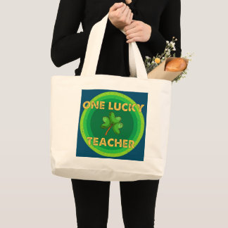 One Lucky Shamrock Teacher St Patrick's Day Large Tote Bag
