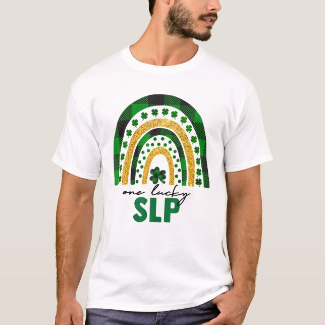 One Lucky SLP Rainbow St Patricks Day Shamrock T-Shirt (Front)