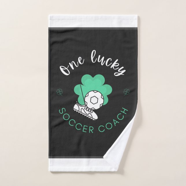 One Lucky Soccer Coach Funny Humor Quote Black Fun Hand Towel (Hand Towel)