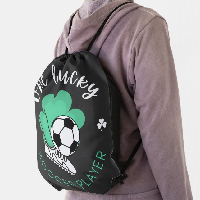 One Lucky Soccer Player Funny Humorous St. Patrick Drawstring Bag (Insitu)