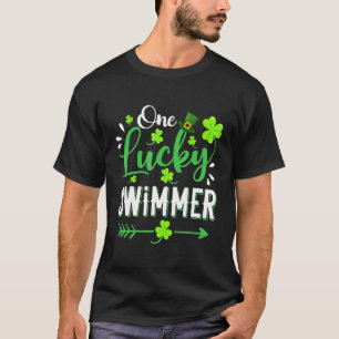 One Lucky Swimmer Shamrock Leprechaun Hat St Patri T-Shirt
