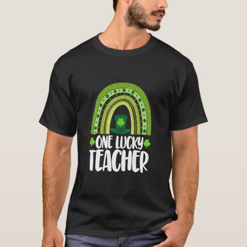 One Lucky Teacher Blessed Men St Patricks Day Rai T_Shirt
