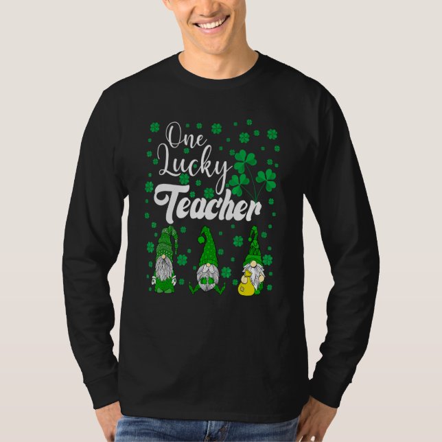 One Lucky Teacher Irish Gnomes St Patricks T-Shirt (Front)