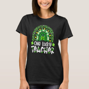 One Lucky Teacher Rainbow Leopard St Patricku2019s T-Shirt