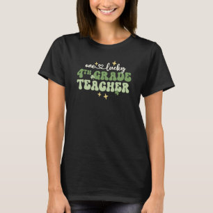 One Lucky Teacher Retro 4th Grade Teacher St Patri T-Shirt