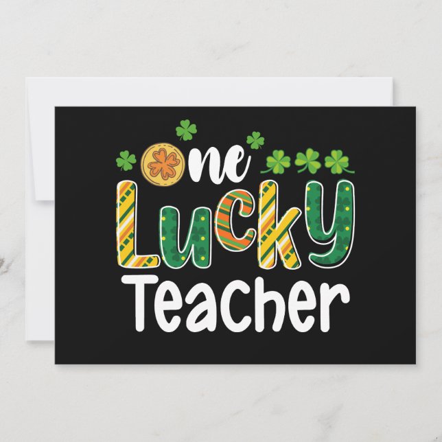 One Lucky Teacher School St Patrick's Day Invitation (Front)