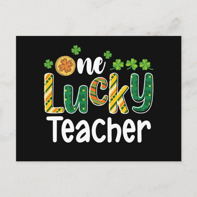 One Lucky Teacher School St Patrick's Day Postcard (Front)