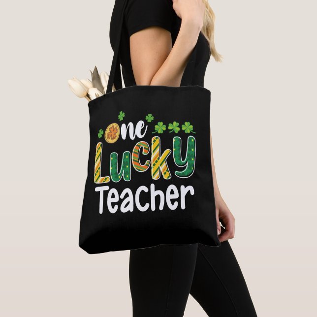 One Lucky Teacher School St Patrick's Day Tote Bag (Close Up)