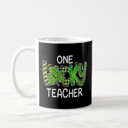 One Lucky Teacher Shamrock Leopard Plaid St Patric Coffee Mug