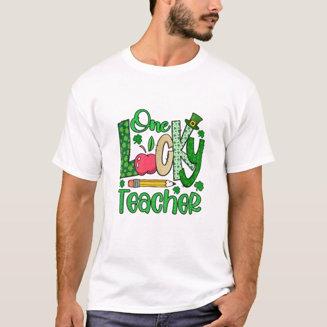 One Lucky Teacher Shamrock T-Shirt (Front)